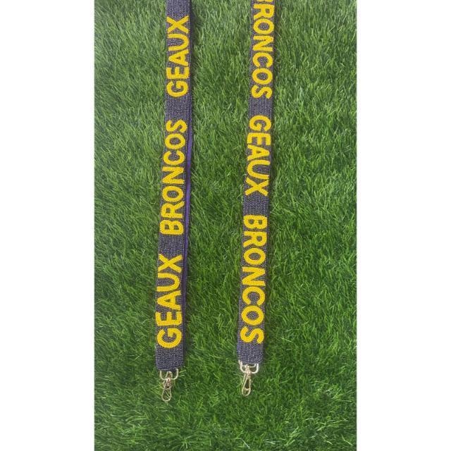 Buy Best Selling GEAUX BRONCOS Seed Beaded Strap for bag Handmade beaded purse strap for game day