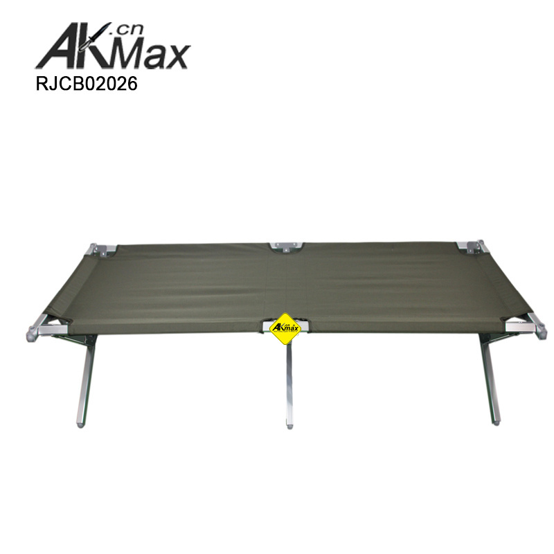 AKmax Aluminum Frame 2.0CM Single Person Camping Cot Bed Olive Green