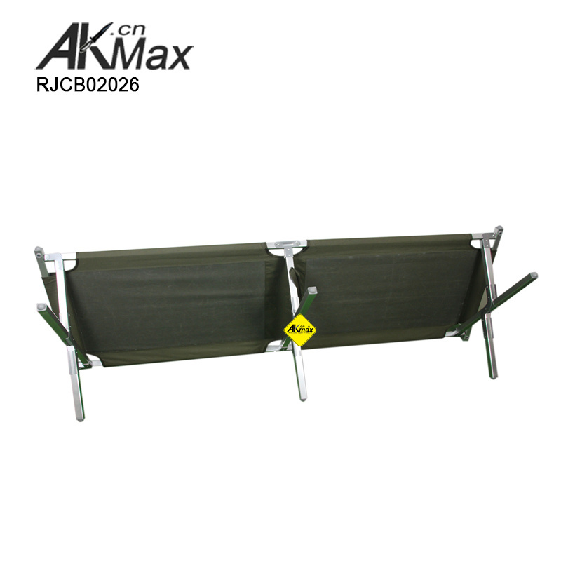 Olive Green Camping Bunk Bed Cots Steel Frame Sleep Adjustable Foldable folding camping bed Aluminum Camping Stretcher