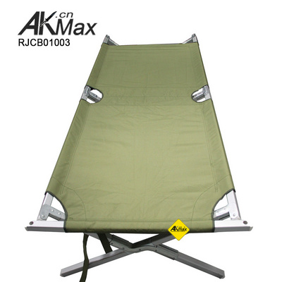 Olive Green Reliable Foldable Cot Folding Bed Outdoor Aluminum Camping Bed For Vacation