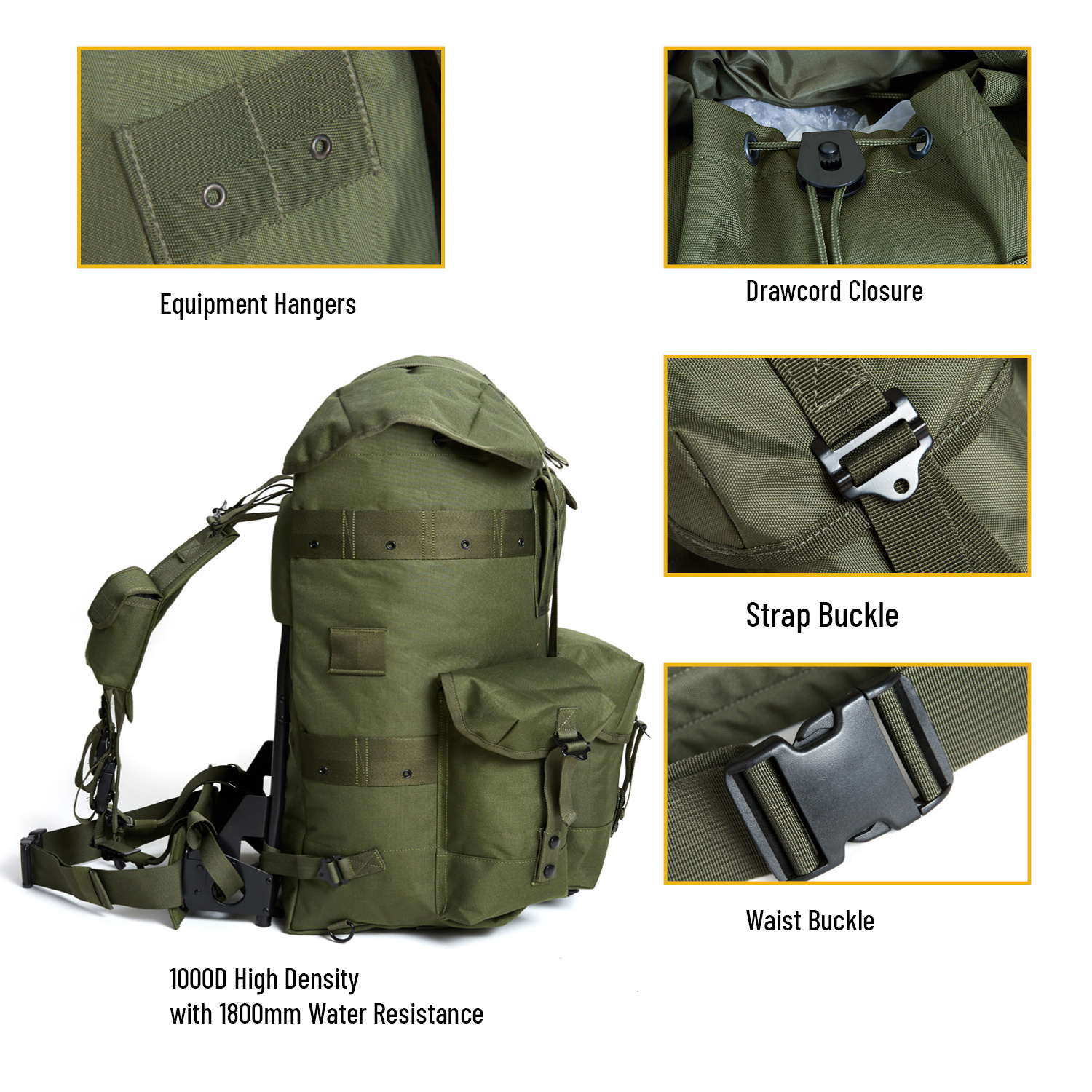 Olive Green Mochila Alice Pack 80L Tactical Gear Outdoor Travel Camping Hiking Backpack With Metal Frame