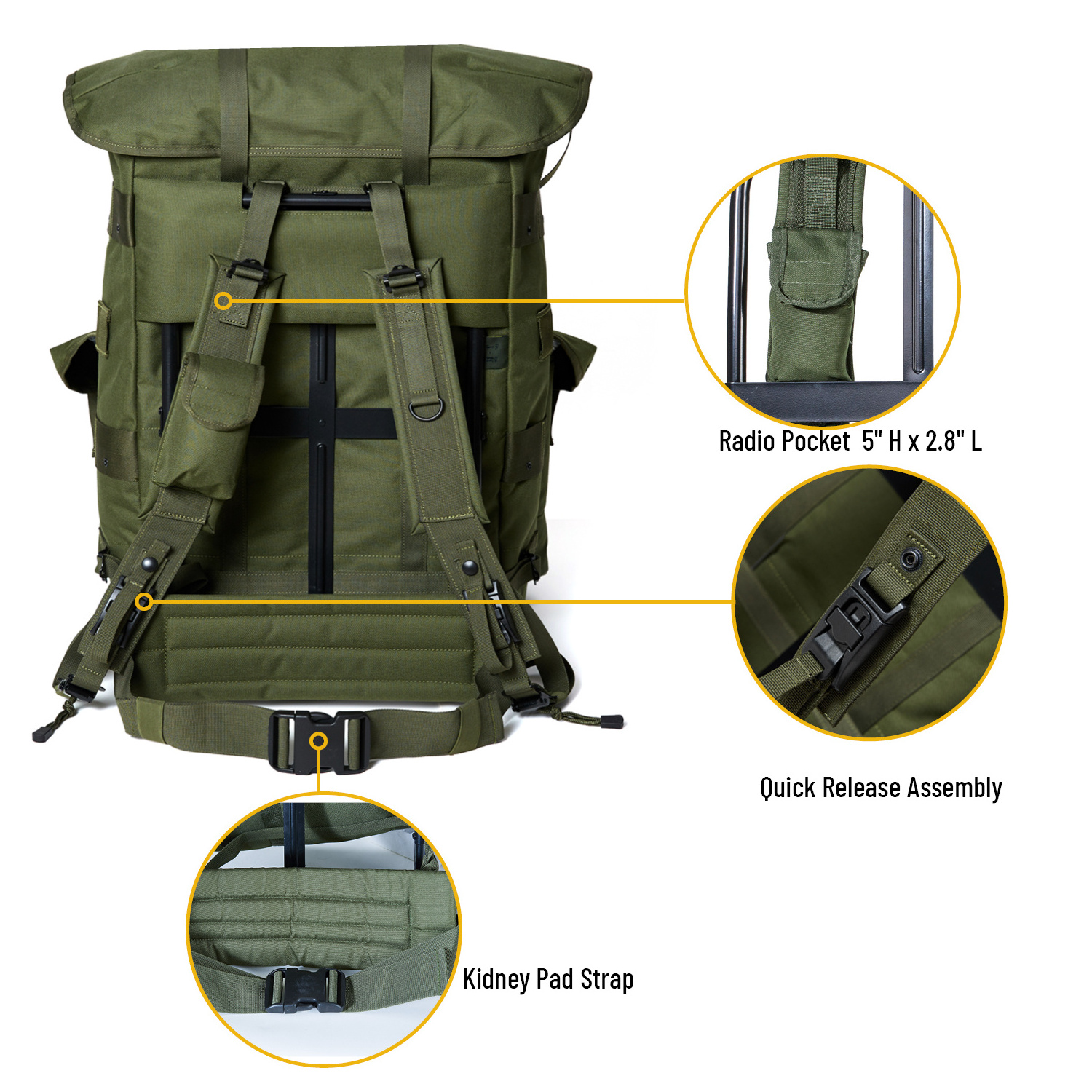 Olive Green Mochila Alice Pack 80L Tactical Gear Outdoor Travel Camping Hiking Backpack With Metal Frame