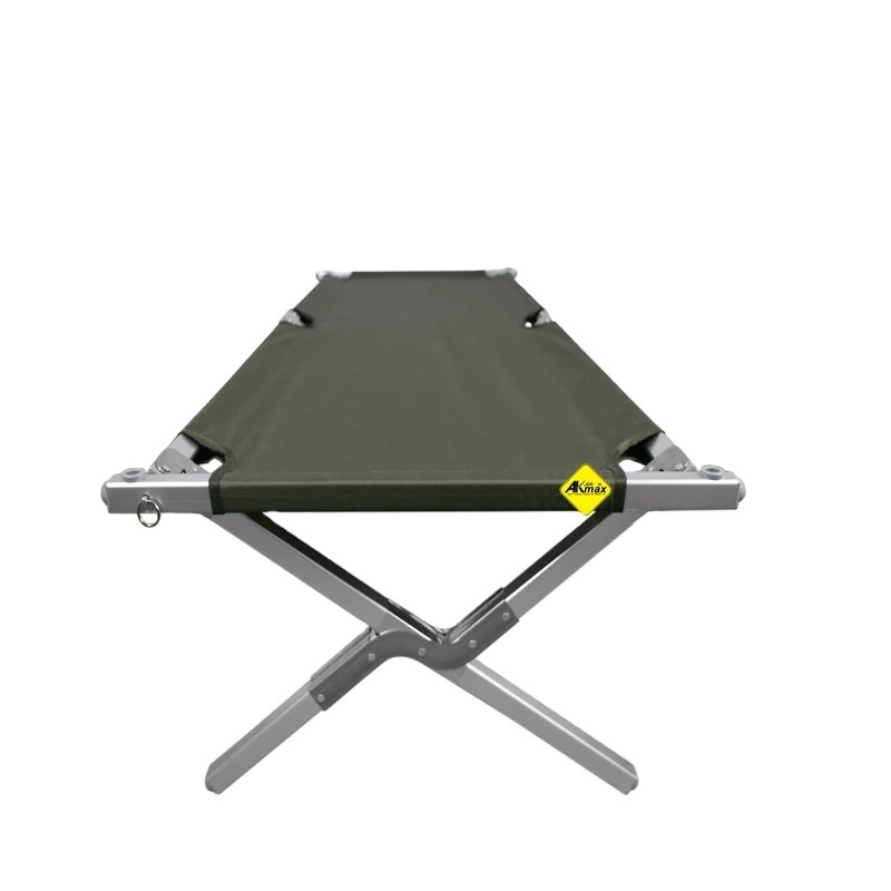 AKmax Aluminum Frame 2.0CM Single Person Camping Cot Bed Olive Green