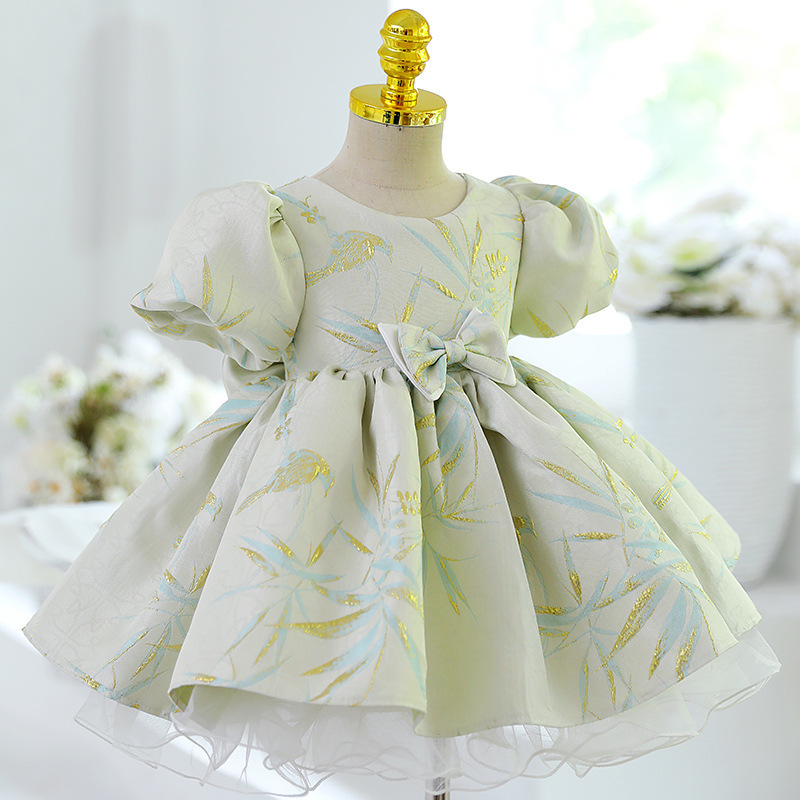 Princess kids girls wedding party dress girls birthday dress one year baby gown