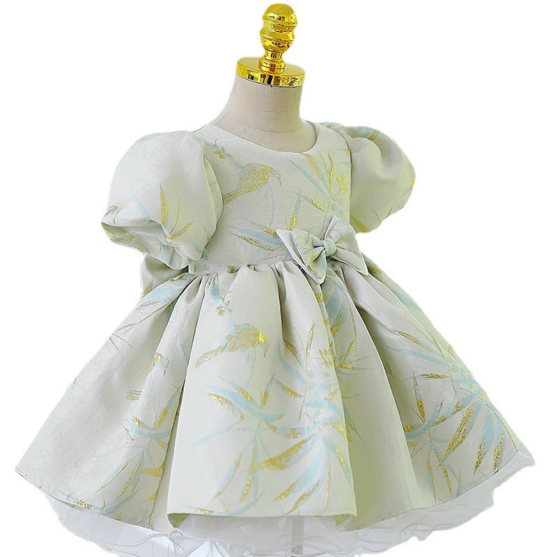 Princess kids girls wedding party dress girls birthday dress one year baby gown