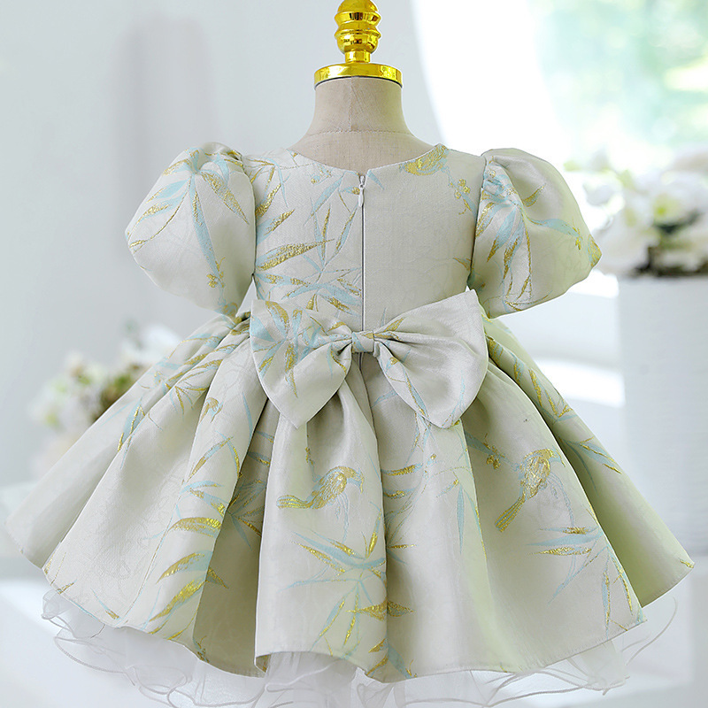 Princess kids girls wedding party dress girls birthday dress one year baby gown