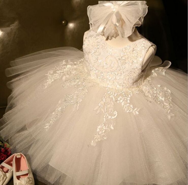 Ivy10424A Girls formal dress kids ruffleslace wedding dress baby evening party christening princess dresses