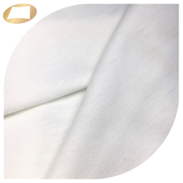 High quality white soft touch 100 cotton yarn slub jersey fabric for t shirt