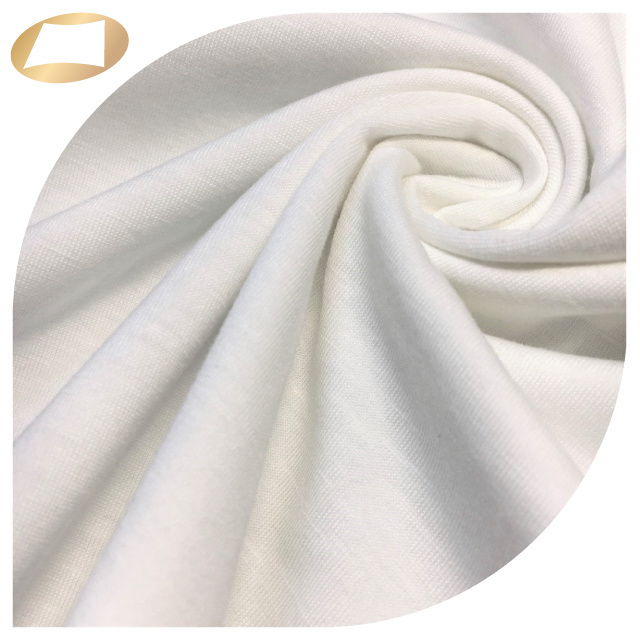 High quality white soft touch 100 cotton yarn slub jersey fabric for t shirt