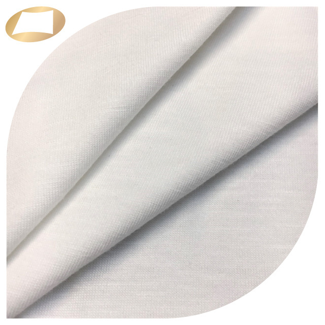 High quality white soft touch 100 cotton yarn slub jersey fabric for t shirt