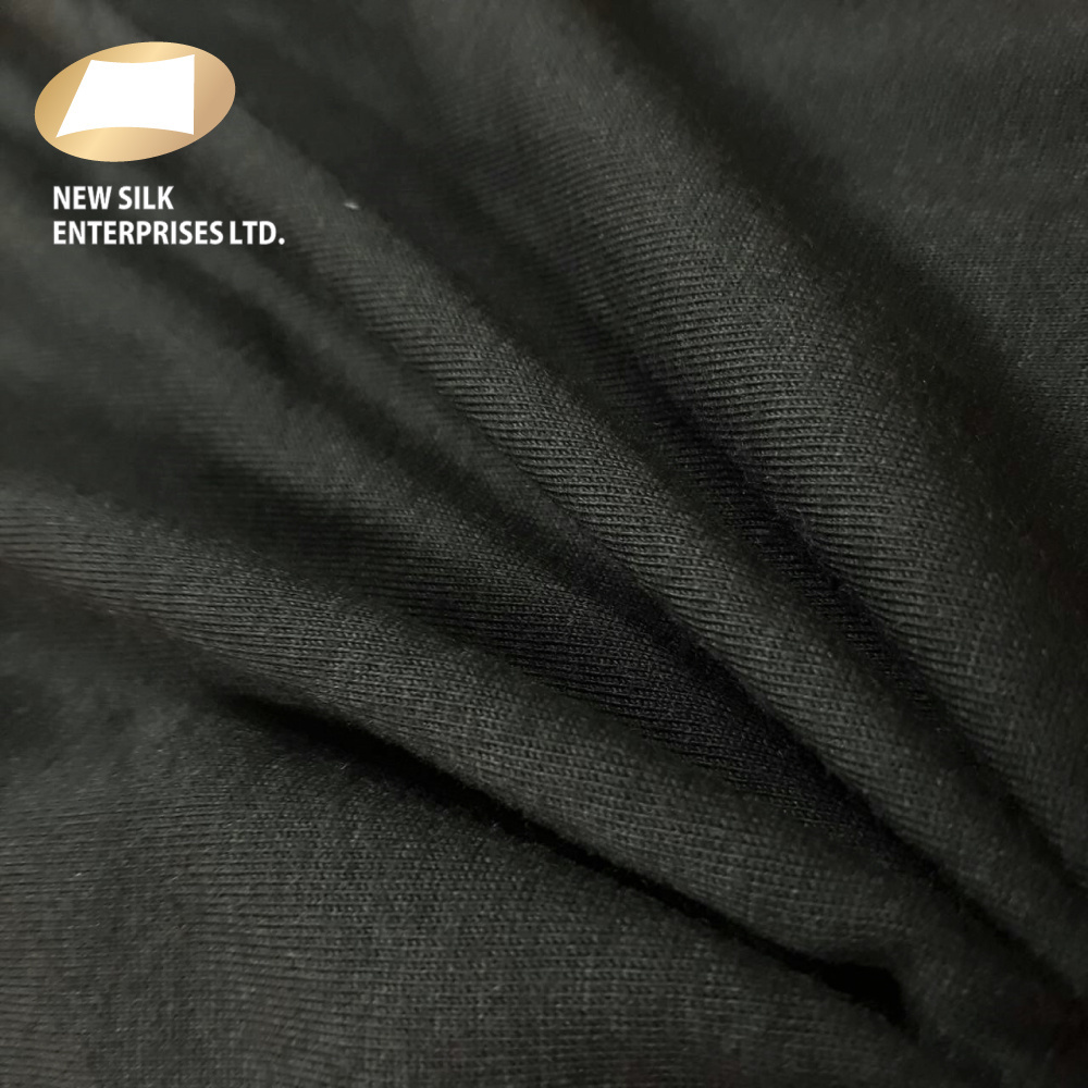 Black 60 polyester 40 cotton single jersey knit fabric for garment