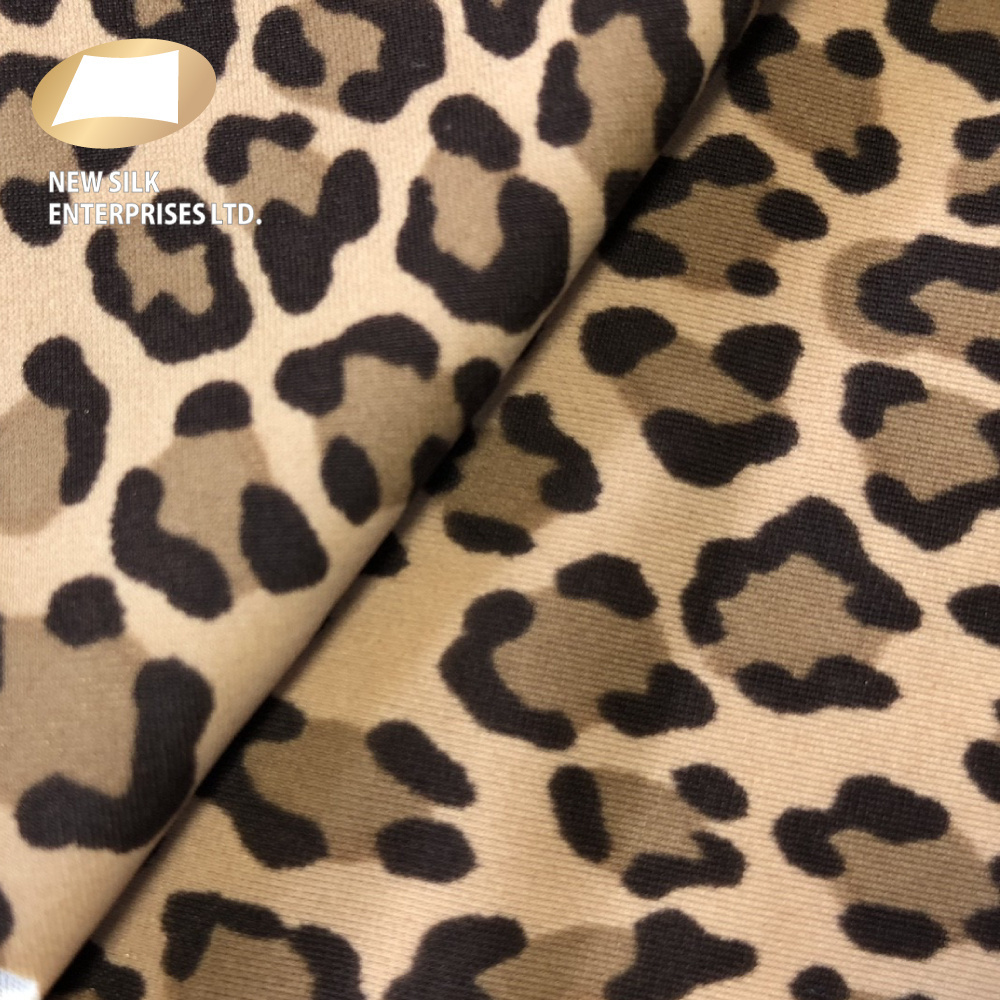 80 nylon 20 spandex warp knitted  leopard print fabric for swimwear