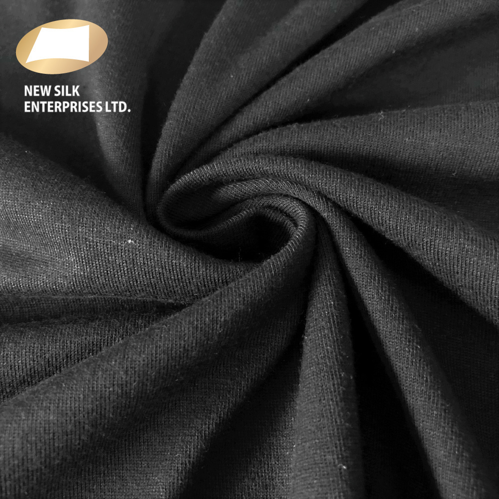 Black 60 polyester 40 cotton single jersey knit fabric for garment