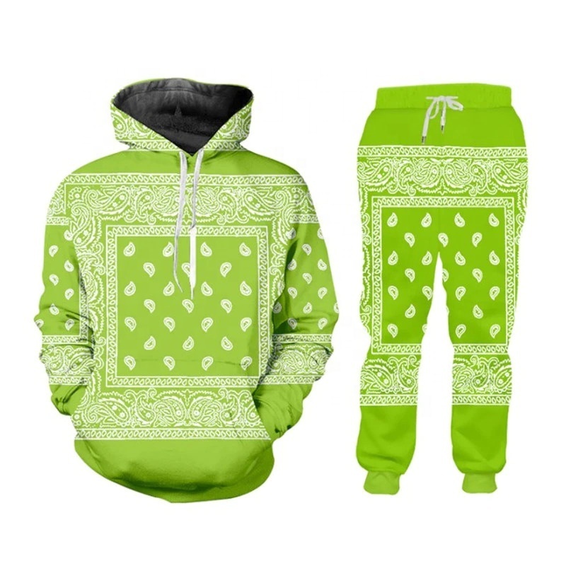 Hot Sale Custom Sublimation Design Logo Tracksuits Green And White Stripe Tracksuit for Men