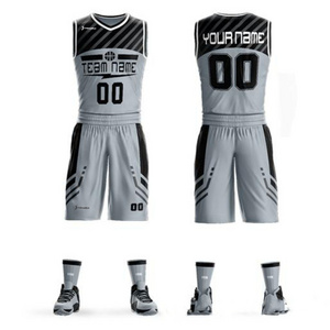 Custom Silver Gray Basketball Club Teams Jersey Sets Sports Training Basketball Uniform Set For Adults