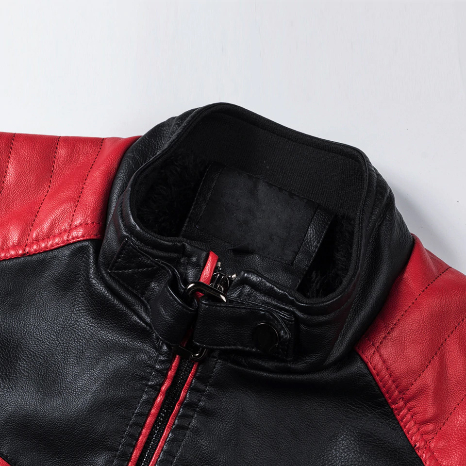 Men Jackets 2022 Customized Genuine Leather Handmade Men Black Red Genuine zipper Leather Biker Fashion Jacket