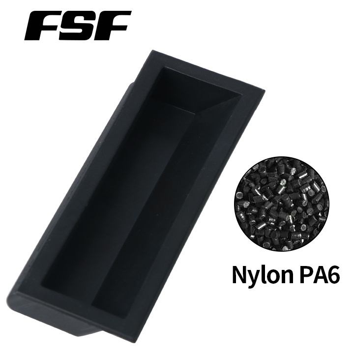 Industrial pull handle Nylon PA6 black plastic dark hidden recessed nylon cabinet door latch Door latch pull handle