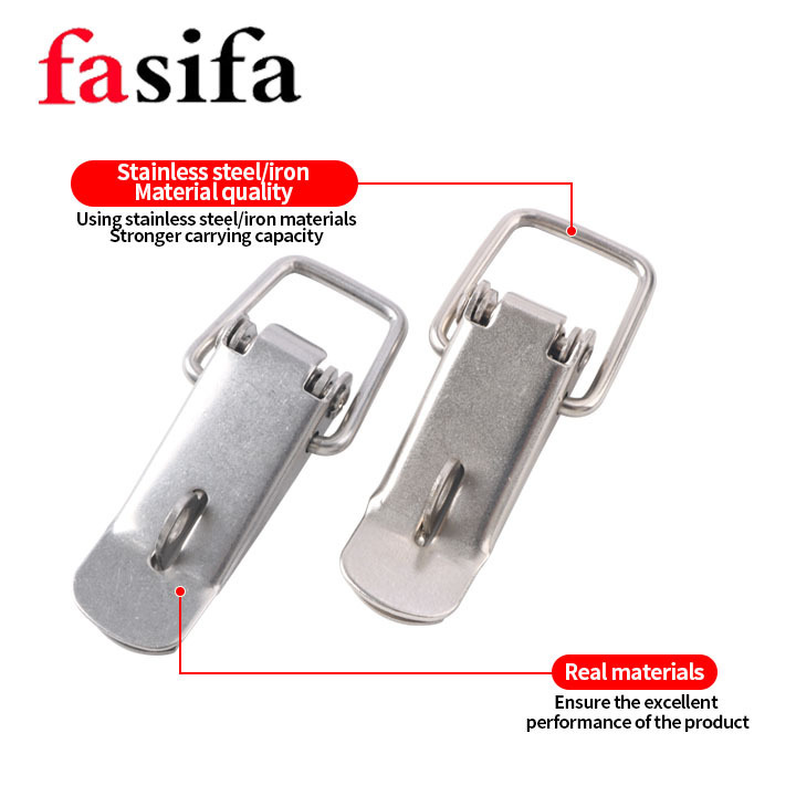 304 Stainless Steel Simple Toggle Hasp Latch Clamp Spring Loaded Lock Strap Latches for Trunk Chest Suitcase Luggage Box Metal