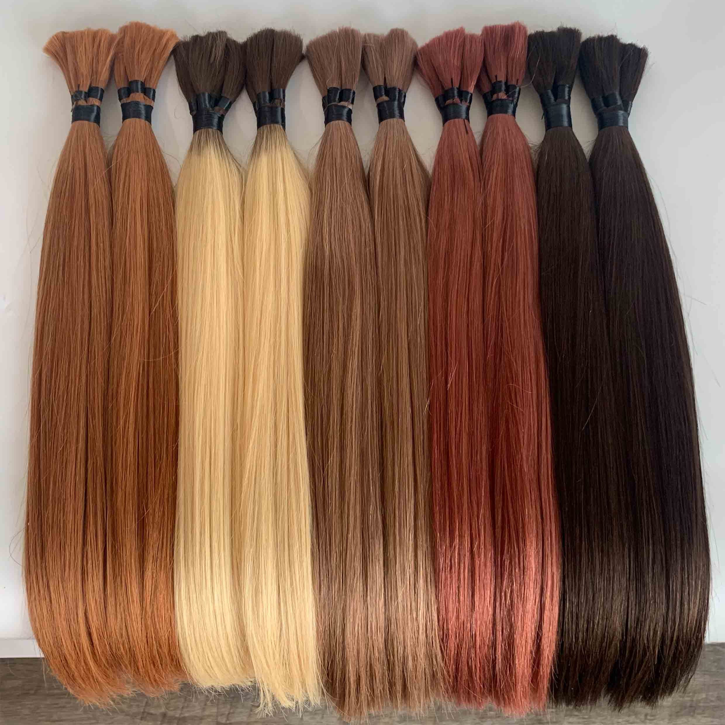 Wholesale human hair bulk hair extensions 100% silky straight unprocessed virgin hair