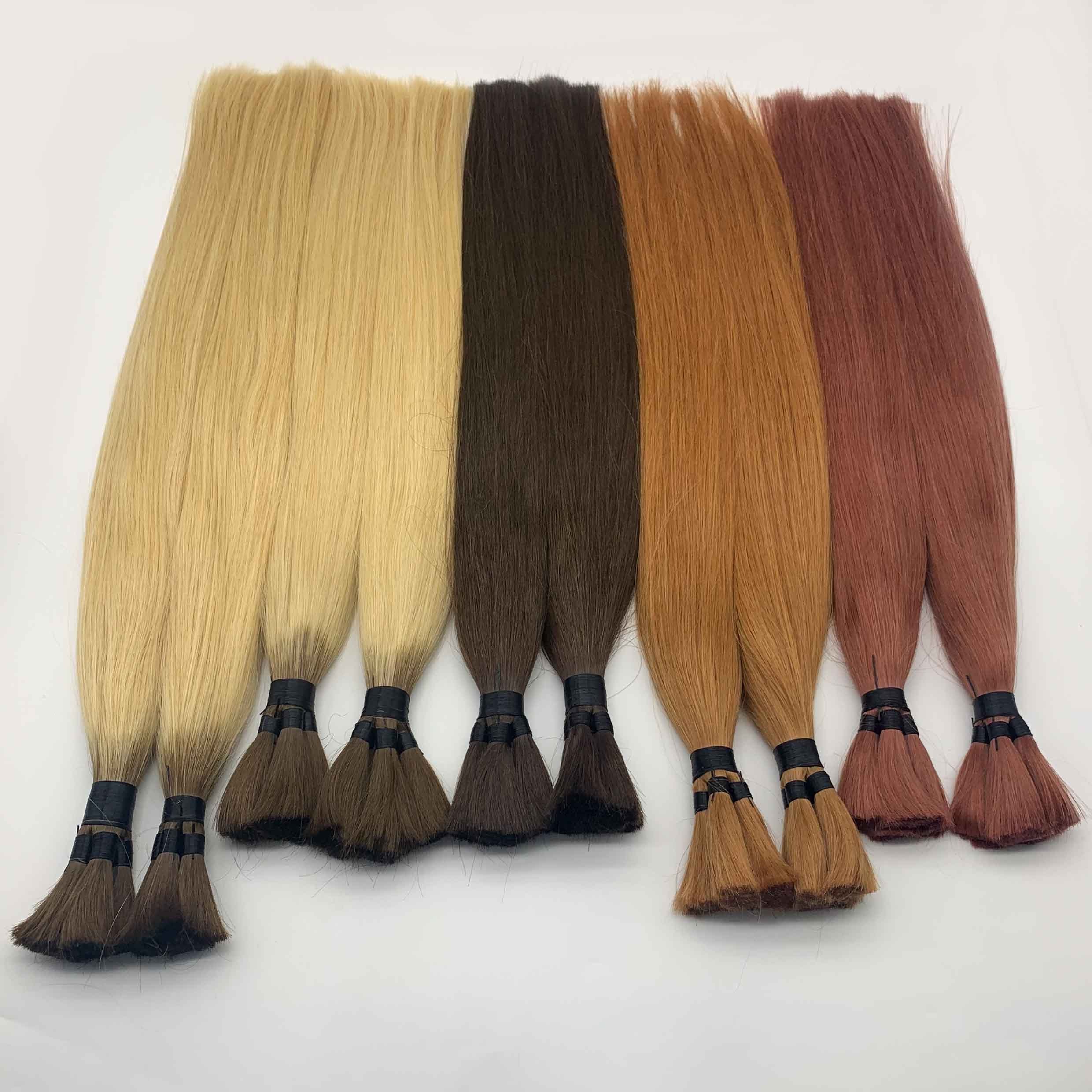 Natural Black Women Hair and Full Color Hair Bulk Extensions 100 human uv extensions