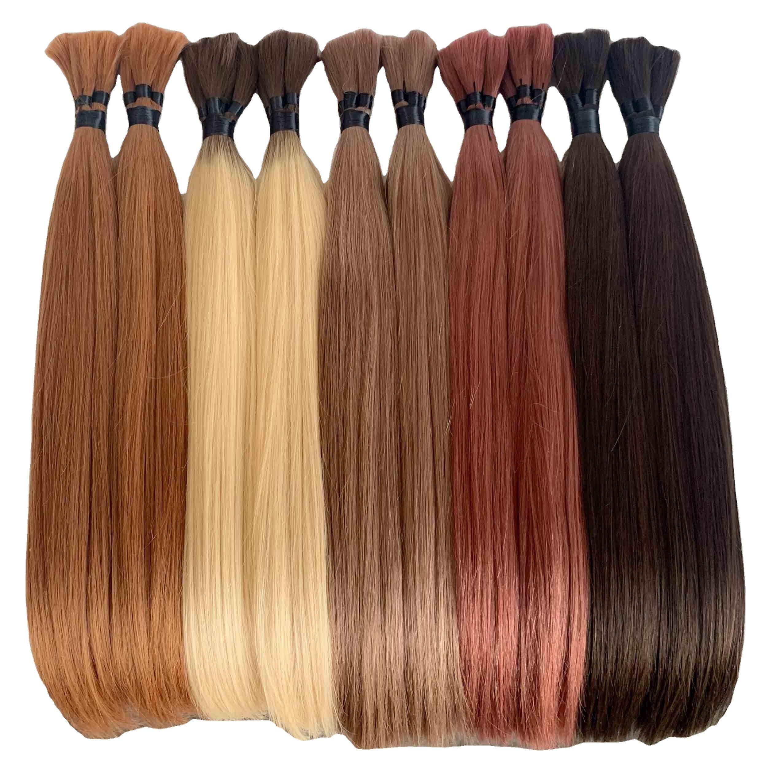 Wholesale bulk hair extensions 100% silky straight unprocessed virgin hair uv hair extension set