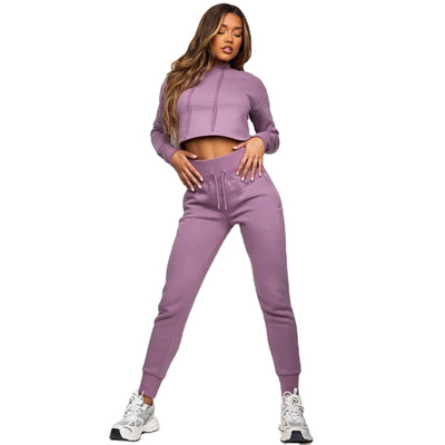 2022  custom plain cotton & polyester girl track suit jogging sweat suits