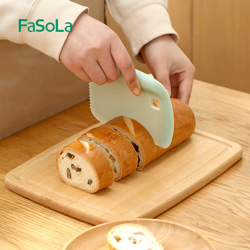 FaSoLa Dough Scraper Bowl Scraper Food-safe Plastic Dough Cutter Flexible Cake Scraper Bench Multipurpose Food Scrappers