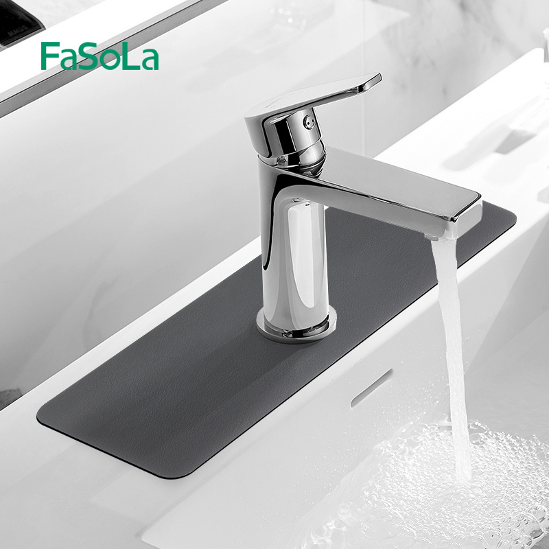 FaSoLa Kitchen Sink Faucet Splash Guard Mat Dish Drying Faucet Absorbent Mat Sink Water Splash Guard Faucet Drip Mat