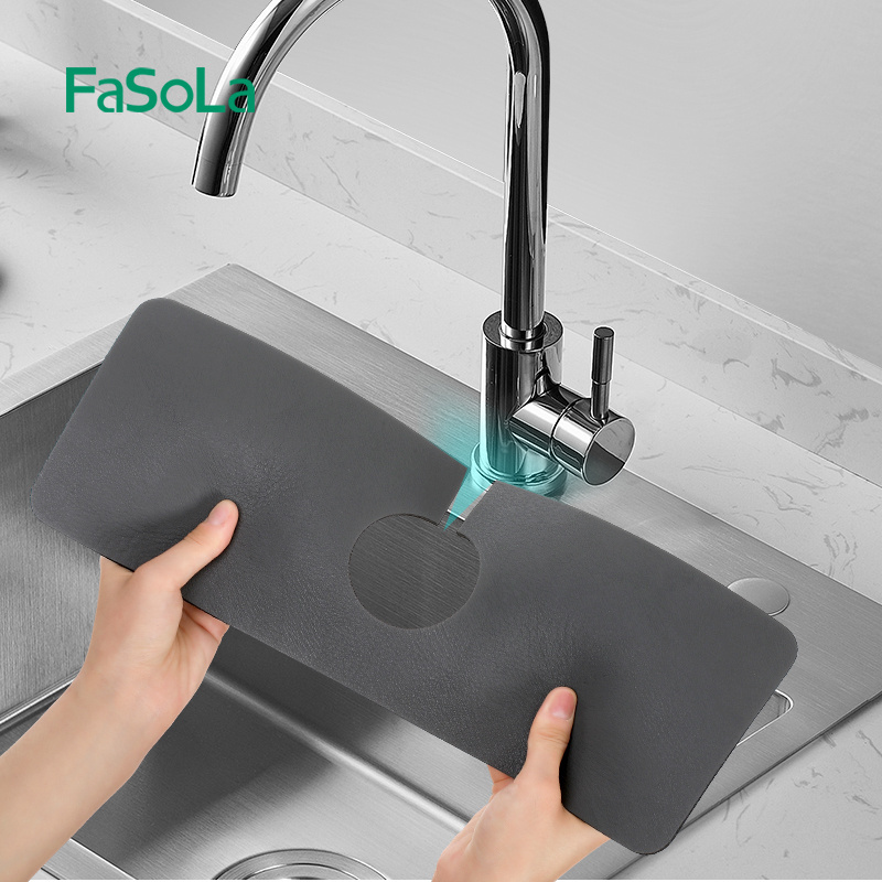 FaSoLa Kitchen Sink Faucet Splash Guard Mat Dish Drying Faucet Absorbent Mat Sink Water Splash Guard Faucet Drip Mat