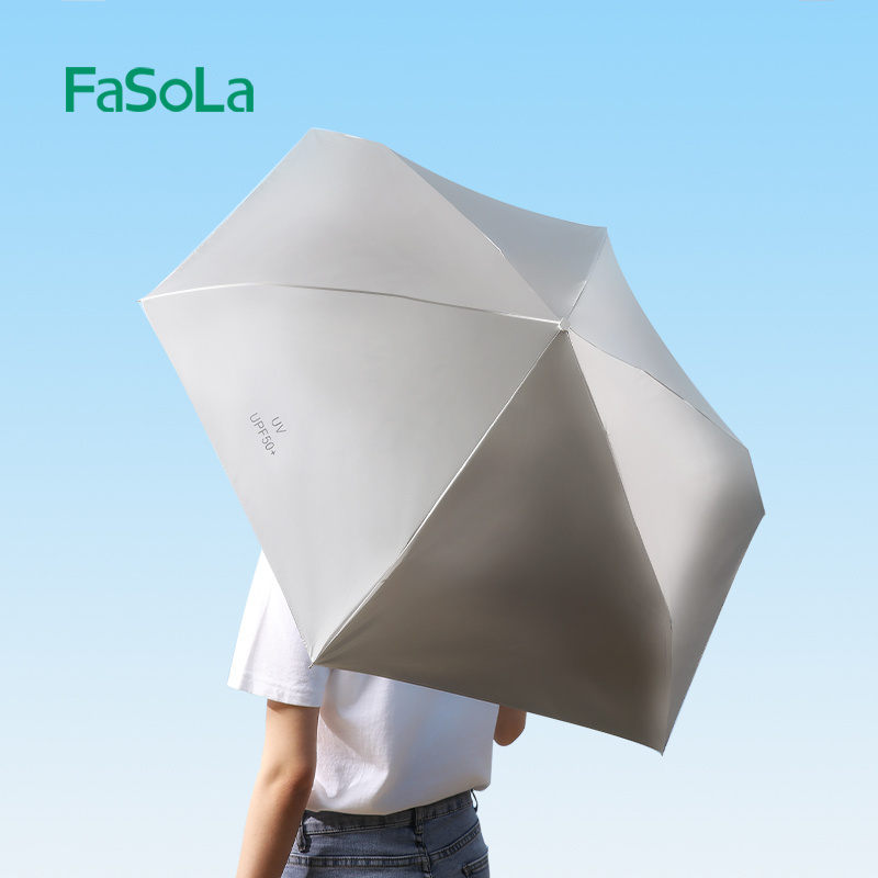 FaSoLa Silver Coating Layer Fabric Blocking UV 99.9% Sun Umbrella Compact Folding Travel Umbrella Sunny and Rainy Umbrella