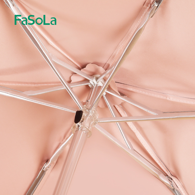 FaSoLa Silver Coating Layer Fabric Blocking UV 99.9% Sun Umbrella Compact Folding Travel Umbrella Sunny and Rainy Umbrella