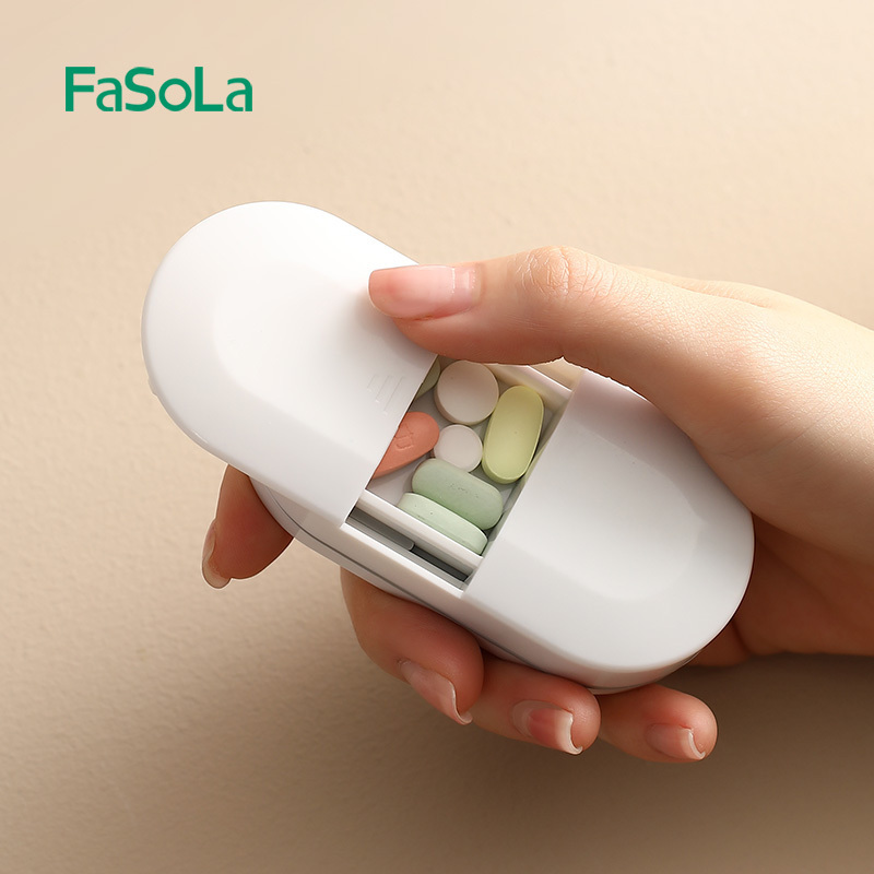 FaSoLa Portable Multiple Pill Cutter with Storage Box Pill Crusher Adjustable Pill Splitter Stainless Steel Cutting Blade