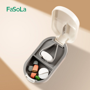 FaSoLa Portable Multiple Pill Cutter with Storage Box Pill Crusher Adjustable Pill Splitter Stainless Steel Cutting Blade