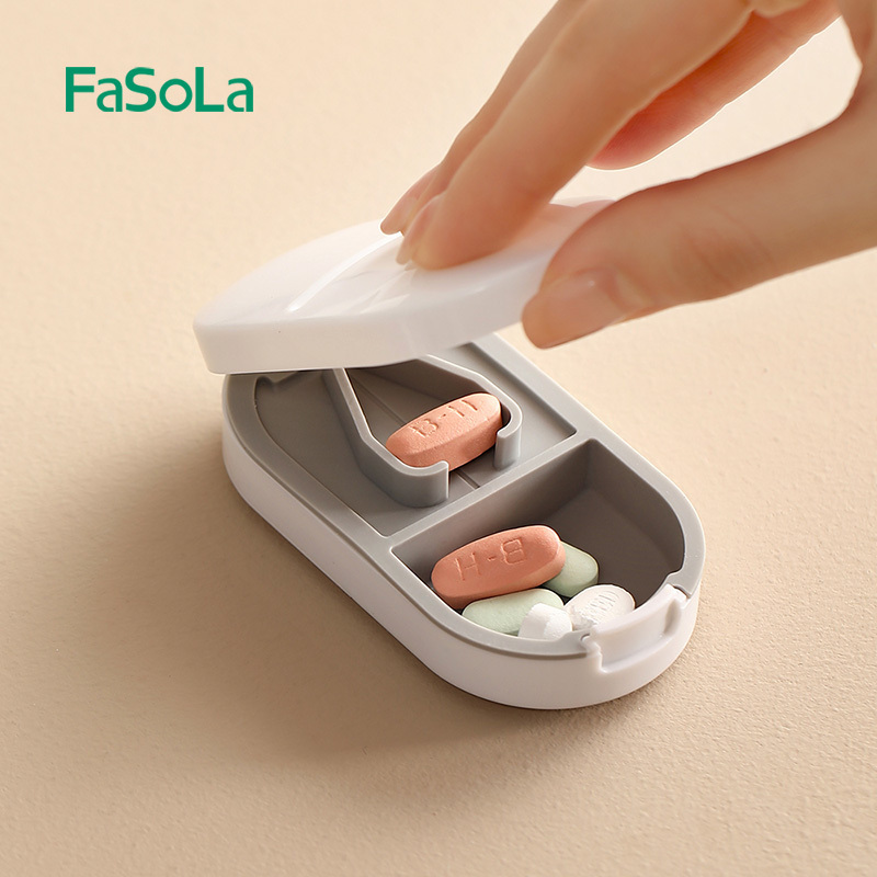 FaSoLa Portable Multiple Pill Cutter with Storage Box Pill Crusher Adjustable Pill Splitter Stainless Steel Cutting Blade