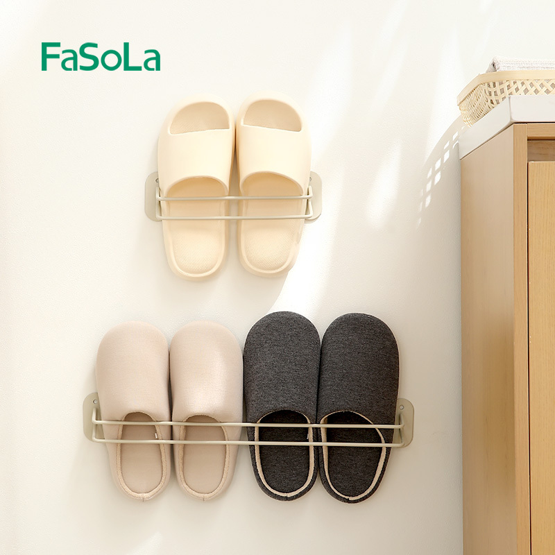 FaSoLa Wall Mounted Shoes Rack Iron Shoes Holder Storage Organizer Shelf Door Shoe Hangers Hanging Wall Shelf Rack