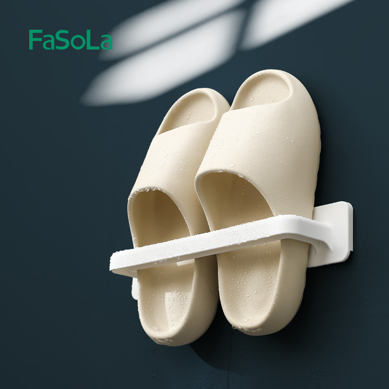 FaSola Wall Mounted Shoes Rack Plastic Shoes Holder Storage Organizer Door Shoe Hangers Shelf with Sticky Hanging Strips