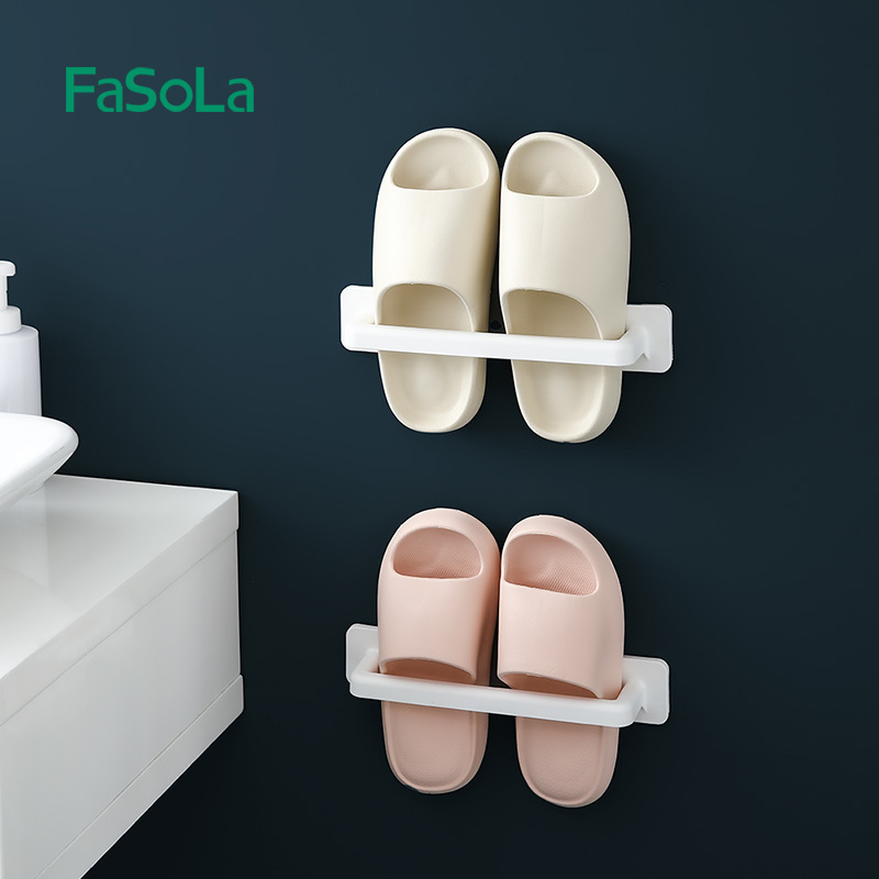 FaSola Wall Mounted Shoes Rack Plastic Shoes Holder Storage Organizer Door Shoe Hangers Shelf with Sticky Hanging Strips