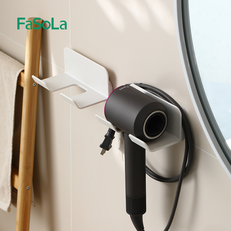 FaSoLa Hair Dryer Shelf Hook Blow Dryer Holder Wall Mount Hair Care Tools Organizer Storage Rack for Cabinet Bathroom Space Save