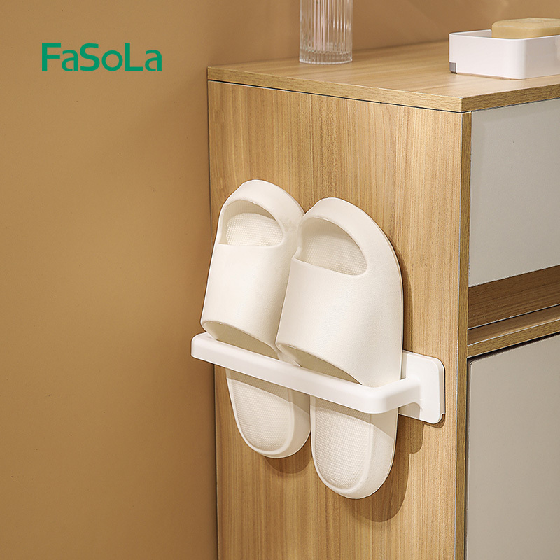 FaSola Wall Mounted Shoes Rack Plastic Shoes Holder Storage Organizer Door Shoe Hangers Shelf with Sticky Hanging Strips