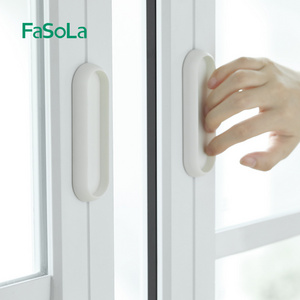 FaSoLa 2pcs/Lot Door Handle White Plastic Self-adhesive sliding cupboard glass window cabinet drawer wardrobe Auxiliary handles