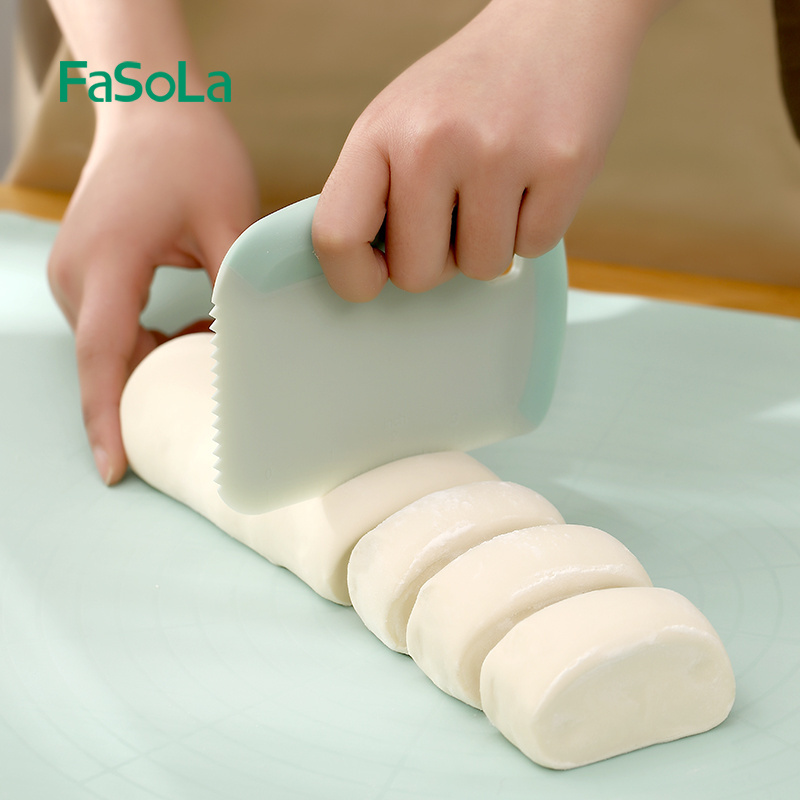 FaSoLa Dough Scraper Bowl Scraper Food-safe Plastic Dough Cutter Flexible Cake Scraper Bench Multipurpose Food Scrappers