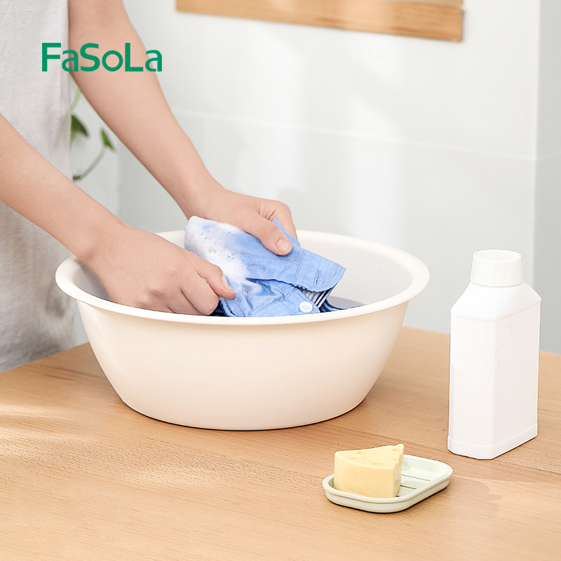 FaSoLa Simple House Cleaning Plastic Bucket with Lid Water Pail Waterpot Washbasin Round Dish Wash Basin Dishpan PP Round Tub