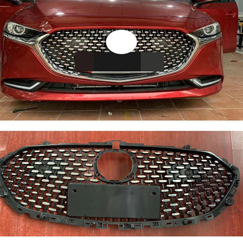 Transmotor Glossy Black Honeycomb Front Grille For Mazda 3 / Axela (2017-2019) - Upper Bumper Grill
