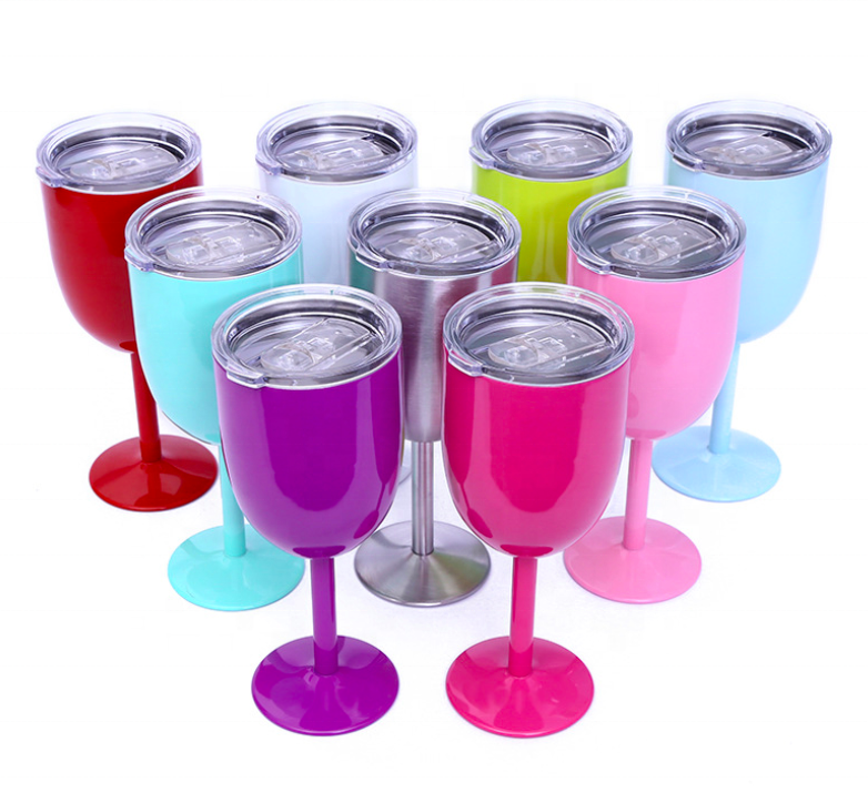 Premium Grade 18/8 Stainless Steel Wine Glasses Double-Walled Insulated Unbreakable Goblets Stemmed Wine Glass