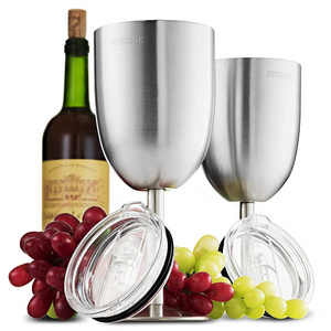 Premium Grade 18/8 Stainless Steel Wine Glasses Double-Walled Insulated Unbreakable Goblets Stemmed Wine Glass