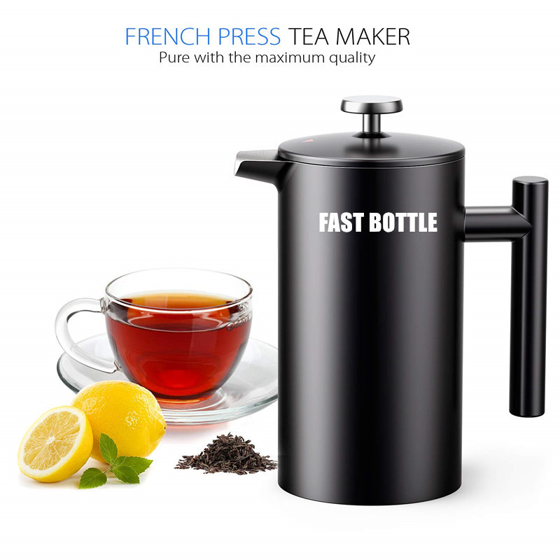 Custom 8-Cup Double Wall Vacuum Insulated Stainless Steel French Coffee Press 34oz Coffee Tea Maker with Stainless Steel Plunger