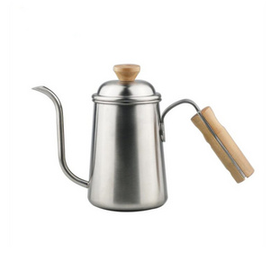 650ml Pour Over Kettle Stainless Steel Bottom Gooseneck Kettle for Drip Coffee and Tea with with Wood Handle