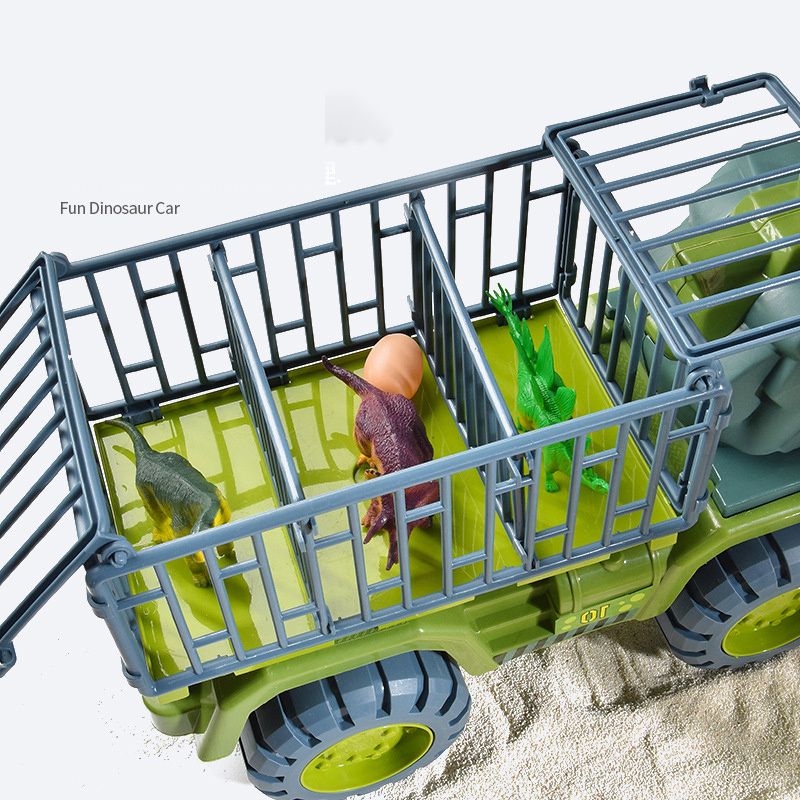 Large Free Wheel Dinosaur Cage Friction Dinosaur Transport Toy Truck Carrier Cars Vehicles Toy Set