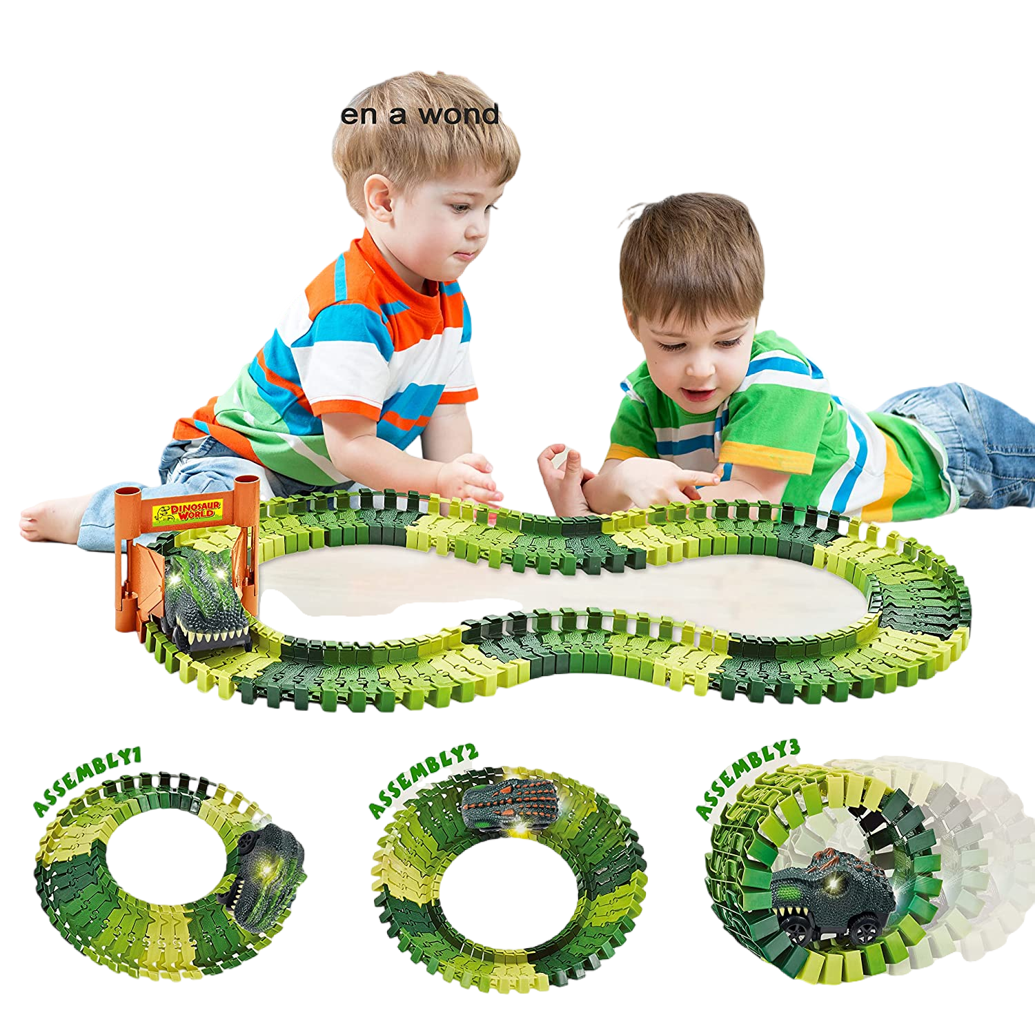 2024 Diy Bending Flexible Railways Dinosaur Toy Set Race Track With Electric Car Race Track  Assemble Dinosaur Rail Car