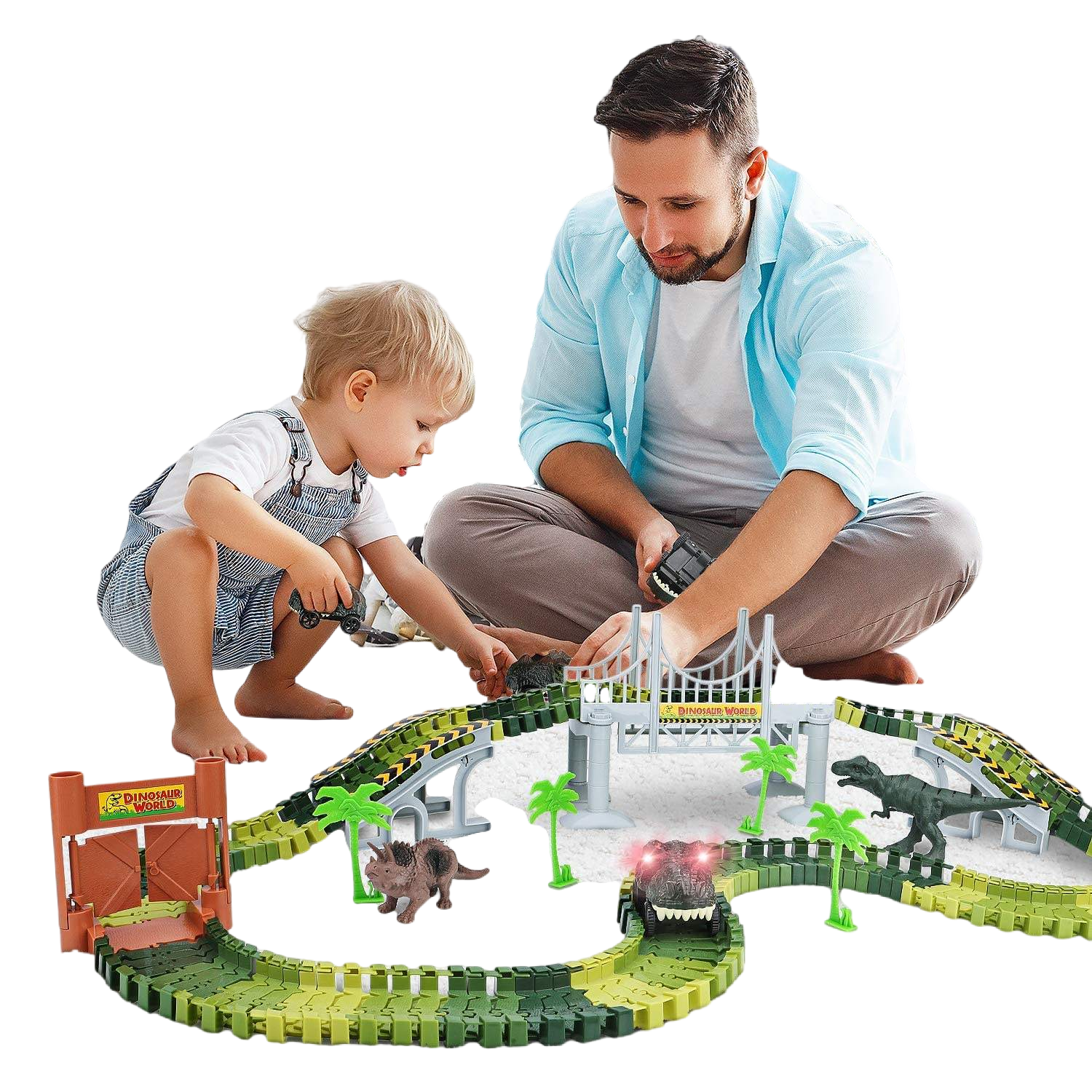 2024 Diy Bending Flexible Railways Dinosaur Toy Set Race Track With Electric Car Race Track  Assemble Dinosaur Rail Car